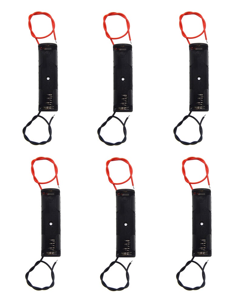 LAMPVPATH (Pack of 6) Single AA Battery Holder, 1 X 1.5V AA Battery Holder, AA Battery Holder with Leads Wires - Image 1